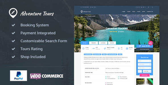 Adventure Tours Theme GPL v5.1.2 – WordPress Tour-Travel Theme